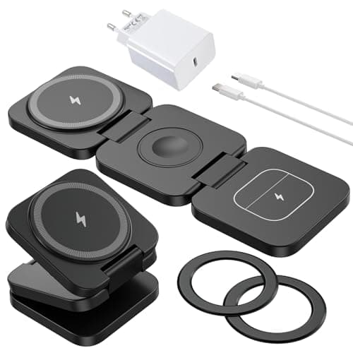 KU XIU Cargador Inalámbrico para Samsung, Plegable Magnética 3 en 1 Estación de Carga para Galaxy S25 Ultra, S24, S23 S22, Note, Z Fold,Flip, Base de Carga para Galaxy Watch Ultra/7/6/5/4/Buds