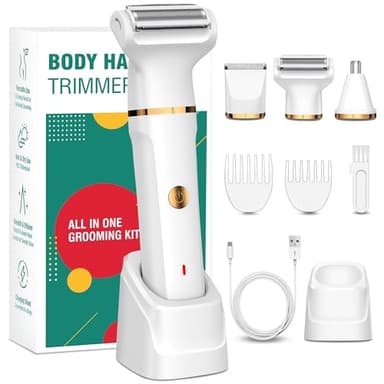 Rasuradora Mujer, 3 en 1 Afeitadora Mujer para Bikini Axilas Brazos Nariz, Recortadora Mujer zona Intima, Rasuradora Mujer zona Intima Con Base de Carga Type-C, Impermeable IPX7