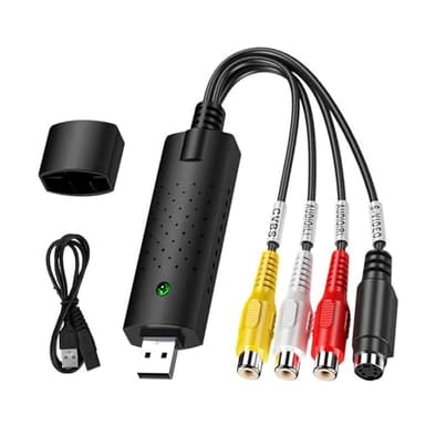 Capturadora de Video y Audio USB Convertidor, RCA Captura Convertidora para VHS VCR TV DVD Digital Grabber, para Windows 11/10/8/7/ XP/Vista