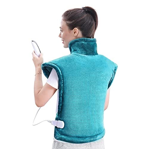 Almohadilla Térmica Eléctrica la Espalda, Hombros y Cuello, 60x90cm Manta Electrica con 5 Niveles de Temperatura, 60/120 min Apagado Automático Protección contra Sobrecalentamiento, Lavable a Máquina