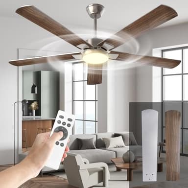 Mefine 132 cm Ventilador de Techo con Luz Silencioso, Grande Ventilador Techo con Luz y Mando a Distancia, LED Lampara Ventilador techo con DC Reversible Motor