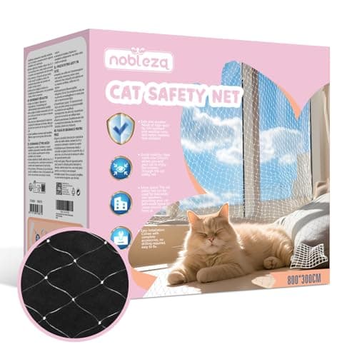Nobleza Red Gatos Terraza 8x3m, Transparente Red para Gatos, Red Protección para Gatos Apto para Interior o Exterior Balcón Ventana Patio Escaleras, Incluye Set de Fijación