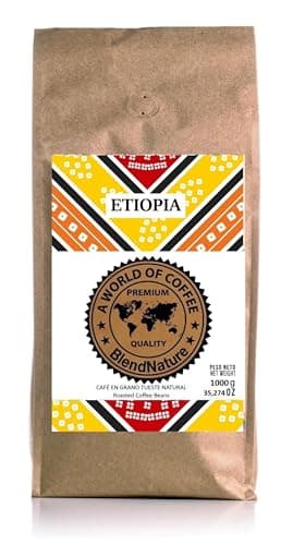 Cafe en grano Arabica tueste natural Origen Único Etiopia–Calificación Excelente 86 puntos por la SCA- Café Dulce equilibrado-Cafe de especialidad-florece a una altitud por encima de 1.800m