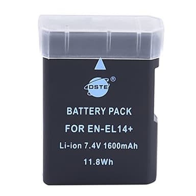 DSTE EN-EL14 ENEL14A Batería Recargable (1600 mAh/7,4 V) compatible con Nikon D5100 D5300 D5500 D3400 D5600 D3500 P7000 P7200 P7800