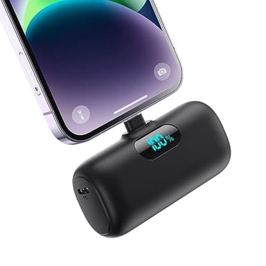 Mini Cargador Portátil para iPhone, [Upgraded] 5000mAh Power Bank PD 15W Pequeña y Ligera Batería Externa, Powerbank Doble Salida con Pantalla LED Compatible con iPhone 14/14 Pro/13/12/11/XS/8/7 y Más