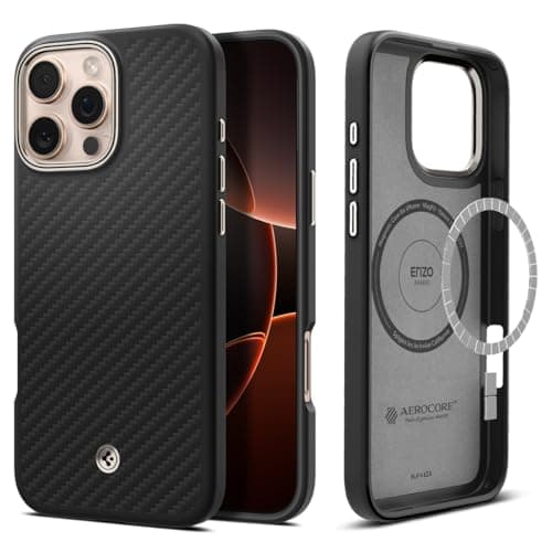 Spigen Funda para iPhone 16 Pro MAX, Enzo Aramid MagFit Compatible con MagSafe - Black Natural