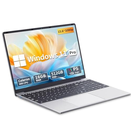 15.6" Ordenador Portátil 16GB DDR4 512GB SSD, Win11 PC Portátil Celeron N95 CPU, Teclado Retroiluminado y Desbloqueo Mediante Huella Digital, 1920 * 1080P Laptop USB3.0/BT4.2/WiFi