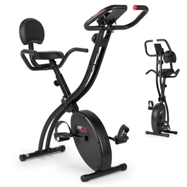 FITFIU Fitness BEST-220 - Bicicleta Estática plegable con respaldo y sillin regulable, disco de inercia de 8kg, Pulsómetro, regulable a 8 niveles, peso máx. 110kg