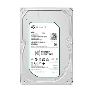 Seagate IronWolf Pro, 4TB, NAS, Disco duro interno, HDD, CMR 3,5" SATA 6 GB/s, caché 256 MB, almacenamiento RAID (ST4000NE001) (Reacondicionado)