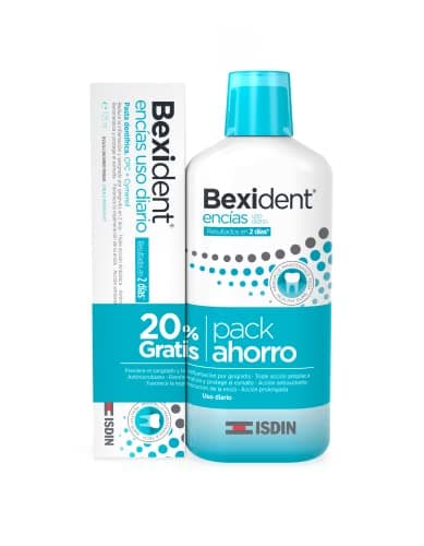 ISDIN Bexident Encías Uso Diario Pasta dentífrica (125ml) y Colutorio (500ml) con CPC + Cymenol, Reduce el sangrado y la inflamación por gingivitis en 2 días, Pack ahorro 20% Gratis