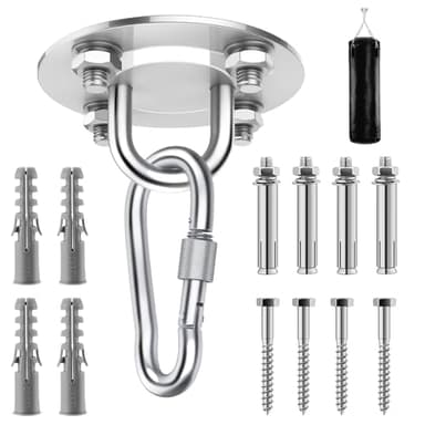Awroutdoor Tarea Pesada Ganchos de Techo, Anclaje de Techo Acero Inoxidable, Anclaje con 4 Tornillos para Hormigón y Madera Yoga, Hamacas, Sillón Colgante, Sacos de Boxeo, Capacidad 400Kg