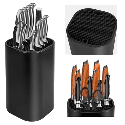 Bloque para Cuchillos sin Cuchillo, Negro Soporte para Cuchillos con Láminas Flexibles, Porta cuchillos Universal, Bloque para Cuchillos, Cuchillero para Cocina