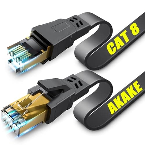 Akake Cable Ethernet Cat 8, cable de red de Internet plano de alta velocidad de servicio pesado de 9M, cable LAN profesional, blindado en la pared, interior y exterior