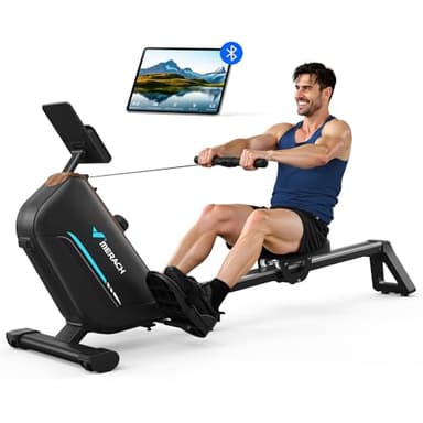 MERACH Máquinas de Remo de Casa, Máquina de Remo Silenciosa con Riel Extendido de 130CM, Potente Máquina de Remo Magnética de 16 Niveles y Capacidad de Carga de 160 kg
