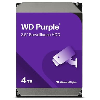 Western Digital WD Purple 4TB para videovigilancia - 3.5 pulgadas SATA 6 Gb/s disco duro con tecnología AllFrame 4K - 180TB/yr, 64MB Cache, 5400rpm - WD40PURZ