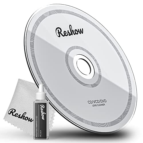 Kit Limpiador de Lentes Láser Reshow para Reproductores de CD y DVD Sin Rayar la Óptica - Incluye Paño de Microfibra, Disco de Limpieza y Solución de Limpieza (1 Botella de Fluido de Limpieza)