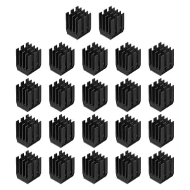 QUARKZMAN 22uds 9x9x12mm Aluminio Radiador Calor Disipador Enfriamiento con Fija Adhesiva Etiqueta para Chip CPU, Potencia Transistor, FET, IC, Potencia Amplificador, Negro