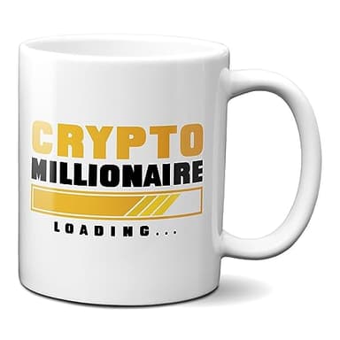 Planetacase - Taza Desayuno Criptomonedas - Regalo para Empresarios - Diseño Original - Apta para Microondas y Lavavajillas - 330 ml, Crypto Millonaire, Cerámica
