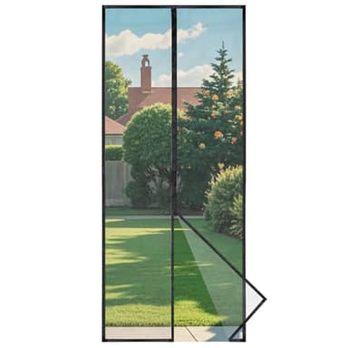 HOOMEE Mosquitera para Puerta, Cortina Magnética para Puertas de Balcón o Terraza, Tejido con Fuertes Imanes para un Autocierre, Fácil Instalación sin Taladrar (80x200CM, Negro)