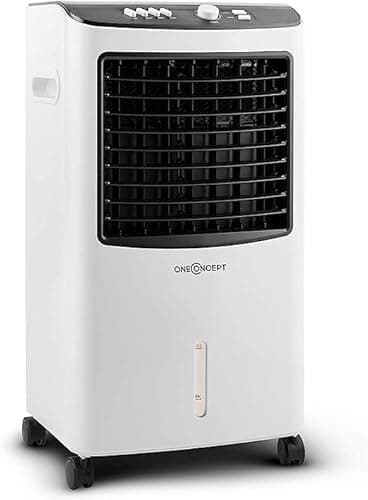 oneConcept Aire Acondicionado, Climatizador Portatil Frio 3 en con Humidificador y 2 Packs Frío, Enfriador de Aire 3 Velocidades 65 W, Oscilacion, Temporizador 2h., Aparatos Aire AC 360 m³/h
