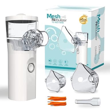 Nebulizador Bebe, Portatil, Adultos Niños, Silencioso con 2 Máscaras y Boquilla, USB - C Recargable, Fácil de usar y Limpiar, para Uso Doméstico y de Viaje【blanco】