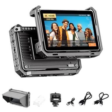 VILTROX DC-X2 Monitor Campo Cámara Kit con Rig Cage, 2000nits Pantalla Táctil de 6 Pulgadas, Monitor DSLR con IPS 4K HDMI de 1920x1080, Entrada y Salida, LUTs 3D, Forma de Onda, Asistencia de Enfoque