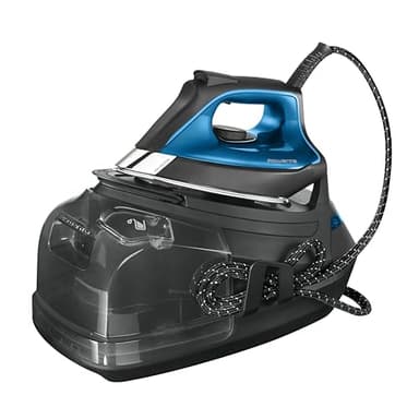 Rowenta Silence Steam Pro DG9160 Centro de planchado vertical, 7.5 bares, golpe de vapor de 480g/min, tecnología silenciosa, desinfecta, vapor con caldera, Color Gris y Azul