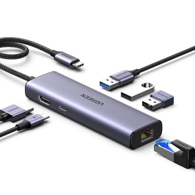 UGREEN Revodok 1061 Hub USB C Ethernet Gigabit HDMI 4K PD 100W Adaptador Tipo C Docking Station Compatible con MacBook Pro Air, iPad, iPhone 16 Plus MAX, Galaxy S24 Plus, Surface, Galaxy Tab S9