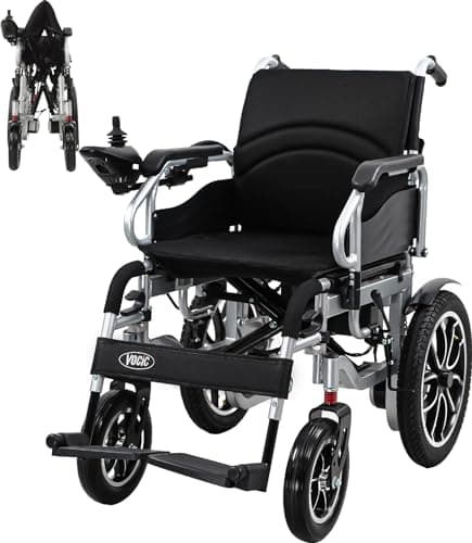 VOCIC V56 Silla de ruedas electrica plegable ligera 150KG,30KM silla ruedas electrico estable y fuerte con neumáticos de goma 40CM para todos los terrenos,Aprobado por la aerolínea|Garantía de 5 años