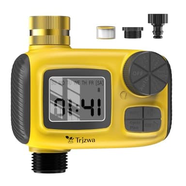 TRJZWA Programador de Riego Automático, Sistema de Riego Automático, con 3 Programas de Riego Independientes, Jardín Temporizadores de Mangueras de Riego, Pantalla LCD/Función de Retardo de Lluvia