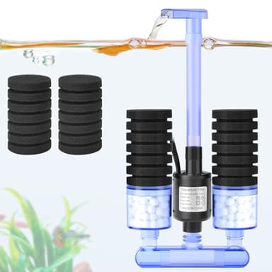FEDOUR Filtro de Esponja para Acuario con Bomba de Agua, Filtro Acuario Eléctrico Silencioso, Filtro Pecera con 4 Esponjas Filtrantes y Bolas de Cerámica, para Peceras yTortugas y Camarones Hasta 150L