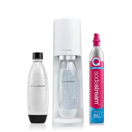 SodaStream Terra - Máquina de agua con gas y botella de agua con gas de 1 litro, fabricante de bebidas retro con botella de agua sin BPA y botella de gas CO2 de conexión rápida para agua carbonatada