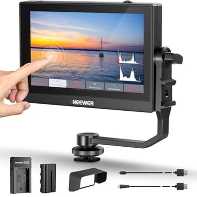 NEEWER F500 5.5 Inch Camera Field Monitor, HDR Touchscreen con 3D LUT, Monitor de Campo para Cámara Full HD 1920x1080 IPS 4K HDMI Loop In/out DSLR Video Peaking Focus Assist, Brazo, Batería y Cargador