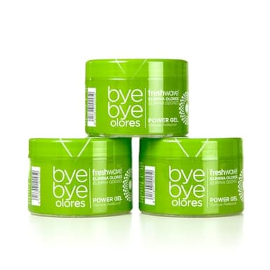 Gel Neutralizador de Olores - 3 Unidades - Ideal para Baño, Cocina y Hogar - Para Espacios de Hasta 15m2-400 gr - Ingredientes Naturales sin Tóxicos - Freshwave Bye Bye Olores
