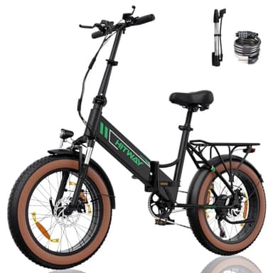 HITWAY Bicicleta Eléctrica 20 * 4,0" Fat Tire Ebike Bici Eléctrica Plegable, Bicicleta de Montaña Urbana, Batería 48V 10,4AH, 7 Marchas, Máx. 25KM/H, Alcance 35-90KM, Motor 250W para Adultos