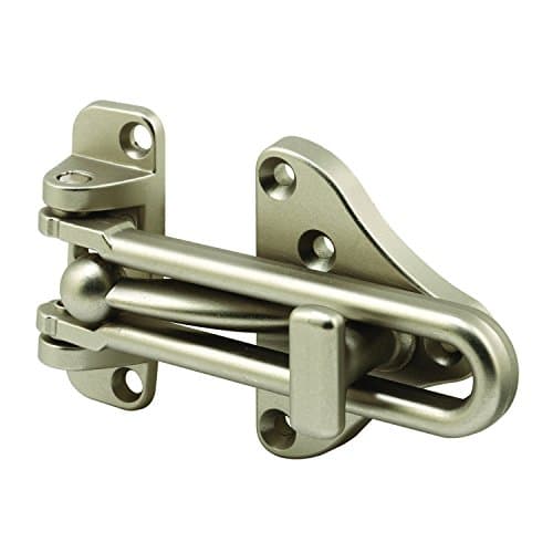 Defender Security U 11316 Protector de Puerta de Barra oscilante con Cerradura Auxiliar de Alta Seguridad, Níquel Satinado, 1 pack
