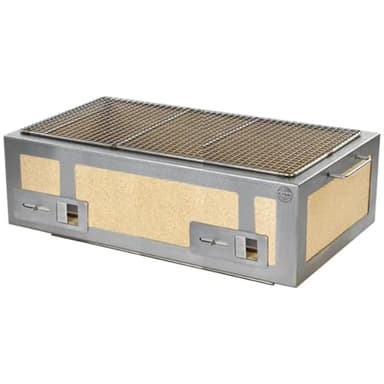 Kasai Japanese Grills, Parrilla Kasai Konro extra larga con marco de acero inoxidable, fabricada en Reino Unido en asociación con Tommy Banks, tamaño de parrilla extra larga para 8-10 personas