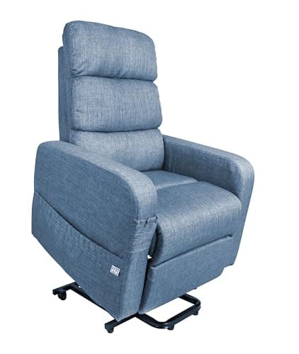 Pepe - Sillon Relax Reclinable Electrico Levanta Personas (Tela Lino) con Mando, Butaca Confort Gente Mayor Azul