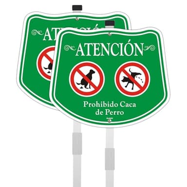 2 juegos Cartel «No caca no pis Señal de prohibido hacer caca Señales de advertencia (Verde - Sin cacas de perro, 246 * 296)