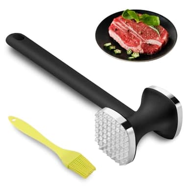 Gowkeey Martillo Carne, Ablandador de Carne, Mazo para Carne Doble Cara, Martillo ablandador de Carne de Acero Inoxidable Herramienta de Cocina, para Filetes,Pollo,Cerdo, Aptas para el Lavavajillas