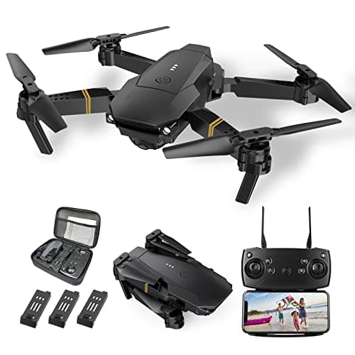 Drones con Camara 4K 1080P Adultos, Dron para Adultos/Niños 1080P Quadcopter RC Drones Plegable, Vídeo en directo con drones FPV, Aterriza con Un Clic, 3D Flip. Regalos para Niñas/Niños, 3 Baterías