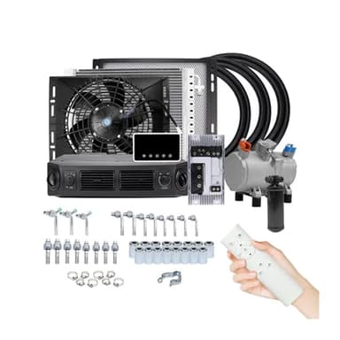 Compresor de aire acondicionado eléctrico Universal for automóvil, 12V, 24V, Compatible con coche, furgoneta, Street Rod, aire acondicionado clásico caliente A/C(Cool and Heat 12V)