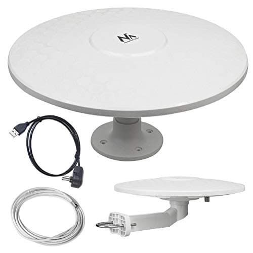 Maclean MCTV-947 - Antena Omnidireccional Exterior Multidireccional, Antena de Televisión Activa (Camper – USB/12/24 V)