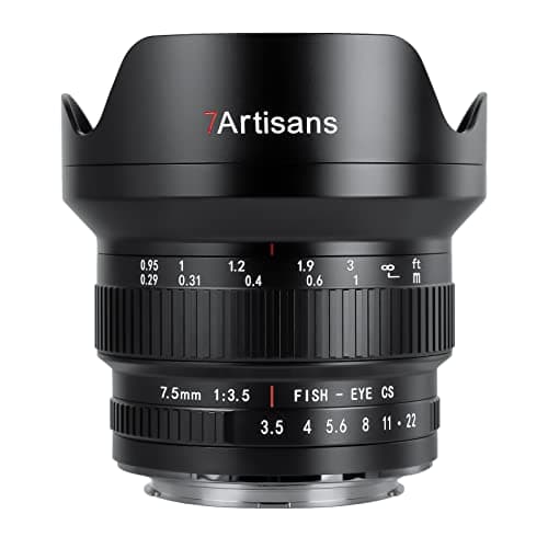 7artisans MF 7,5 mm F3.5 APS-C 205° Ultra Gran Angular Objetivo Manual Ojo de pez Compatible con Nikon F