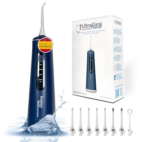 Aquapik® Travel Irrigador Dental Portátil UltraCare | Elimina la Placa + Recomendado por dentistas + Cuida tus Implantes y Ortodoncia | Irrigador Bucal con 8 Boquillas + 4 Modos de Uso + Tanque 300 ml