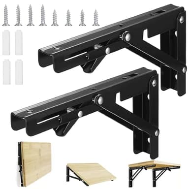 Soporte Estantería Plegable, Pesado Escuadras para Estanterias, Bisagras Mesa Plegable Inoxidable, 2PCS 200mm Escuadras Abatibles Escuadras Estanterias Ahorrar Espacio Pared Soporte Estante