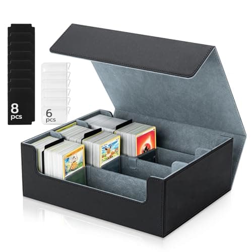 Tolesum Caja de Cartas para MTG, Card Deck Box para 1800+ Cartas Con Compartimento, Magnetic Flip Box con Cuero de PU para Cartas de Magic Commander TCG -Negro
