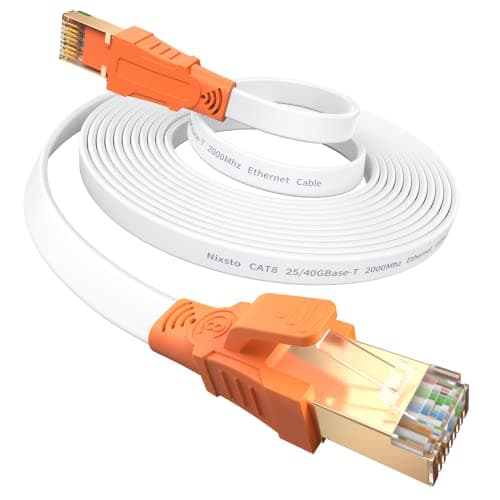 Cable-Ethernet 2 Metros, Cat 8 Cable de red Alta Velocidad 40 Gbps 2000 MHz, Plano Cable LAN con Conectores RJ45 para Routers, Módems,Consolas y TV Box, más Rápido que el Cable CAT5e, CAT6 y CAT7