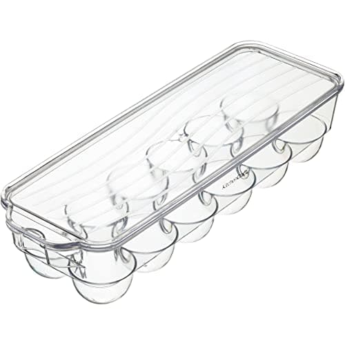 KitchenCraft Portahuevos, almacenamiento de huevos de plástico seguro en el frigorífico. Huevera con tapa, 32,5 x 11,5 cm (13" x 4,5"), transparente