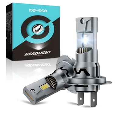 KOYOSO Bombilla H7 LED CANBUS: 120W 30000LM Luces Largas y Cortas para Coche - 6000K Blanco Puro - Mini LED H7 Reemplazo 1:1 para Halógena - Anti-Error